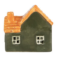 Clayre & Eef | Decoratie Huisje met LED Groen Oranje 8x6x8 cm | 6CE2270