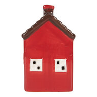 Clayre & Eef | Decoratie Huisje met LED Rood Bruin 6x6x10 cm | 6CE2273