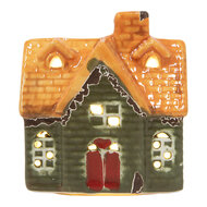 Clayre & Eef | Decoratie Huisje met LED Groen Oranje 8x5x8 cm | 6CE2282
