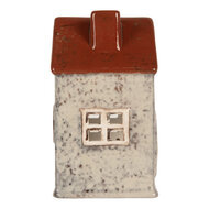 Clayre & Eef | Theelichthouder Kerst Huisje Grijs Rood 8x7x13 cm | 6CE2284