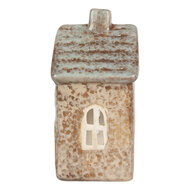 Clayre &amp; Eef   | Theelichthouder Kerst Huisje Beige Groen 9x6x13 cm | 6CE2291