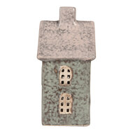 Clayre & Eef | Theelichthouder Kerst Huisje Groen Roze 8x7x14 cm | 6CE2292