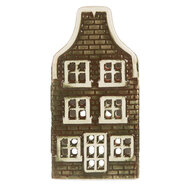 Clayre & Eef | Theelichthouder Kerst Huisje Groen Rood 7x7x14 cm | 6CE2298