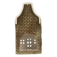 Clayre & Eef | Theelichthouder Kerst Huisje Groen Rood 7x7x14 cm | 6CE2298
