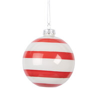 Clayre & Eef | Kerstbal Rood Wit ø 8x8 cm | 6GL5131