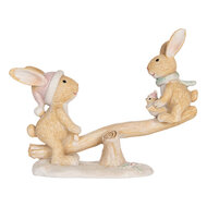 Clayre & Eef | Decoratie Konijnen Bruin Wit 16x6x11 cm | 6PR5881