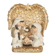 Clayre & Eef | Kerstdecoratie Kerstgroep Goudkleurig Wit 12x6x13 cm | 6PR5898