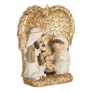 Clayre & Eef | Kerstdecoratie Kerstgroep Goudkleurig Wit 12x6x13 cm | 6PR5898