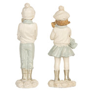 Clayre & Eef | Kerstdecoratie Kinderen set van 2 Wit Groen 5x4x11 cm | 6PR5917
