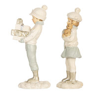 Clayre & Eef | Kerstdecoratie Kinderen set van 2 Wit Groen 5x4x11 cm | 6PR5917