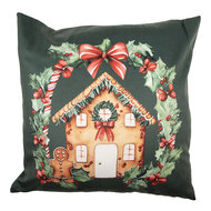 Clayre &amp; Eef   | Kussenhoes Groen Bruin 45x45 cm | KT021.430