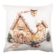 Clayre &amp; Eef   | Kussenhoes Wit Bruin 45x45 cm | KT021.432