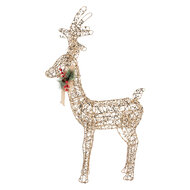 Clayre & Eef | Kerstdecoratie Rendier met LED Goudkleurig 63x17x106 / 3xAA | 66310