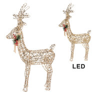 Clayre & Eef | Kerstdecoratie Rendier met LED Goudkleurig 63x17x106 / 3xAA | 66310