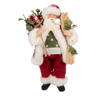 Clayre & Eef | Kerstdecoratie Kerstman Rood Wit 16x13x27 cm | 66356