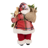 Clayre & Eef | Kerstdecoratie Kerstman Rood Wit 16x13x27 cm | 66356