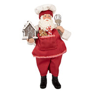 Clayre & Eef | Kerstdecoratie Kerstman Rood Wit 16x9x26 cm | 66358