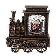 Clayre & Eef | Kerstdecoratie Locomotief met Kerstman Bruin 20x9x21 cm / 3xAA | 66413