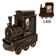 Clayre & Eef | Kerstdecoratie Locomotief met Kerstman Bruin 20x9x21 cm / 3xAA | 66413