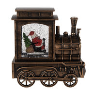 Clayre & Eef | Kerstdecoratie Locomotief met Kerstman Bruin 20x9x21 cm / 3xAA | 66413