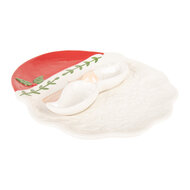 Clayre &amp; Eef   | Serveerschaal Wit Rood 29x26x5 cm | 6CE2365
