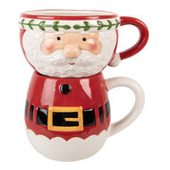 Clayre & Eef | Mok Rood Wit 15x12x17 cm / 400 ml / 500 ml | 6CEMU0223