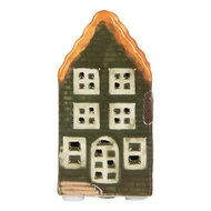 Clayre &amp; Eef   | Decoratie Huisje met LED Groen Oranje 4x4x8 cm | 6CE2300