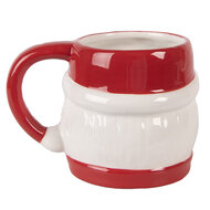 Clayre &amp; Eef   | Mok Wit Rood 13x10x9 cm / 300 ml | 6CEMU0211
