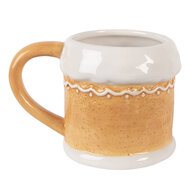 Clayre & Eef | Mok Bruin Wit 13x9x9 cm / 300 ml | 6CEMU0216