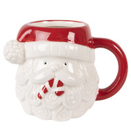 Clayre & Eef | Mok Wit Rood 15x11x11 cm / 500 ml | 6CEMU0227