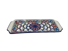Cake schaal Naoura serveerschaal handgemaakt 35 x 14 cm groen rood blauw | CP.NA.30 | Dishes & Deco