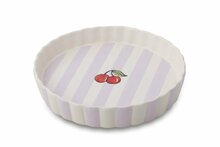 Quicheschaal taartvorm Fruity Cherry serveerschaal handgemaakt Ø 24 rond paars wit | QU.CE.30 | Dishes & Deco