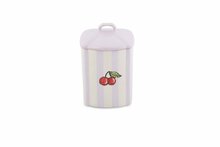 Voorraadpot Fruity Cherry lila wit handgemaakt 18 x 11 cm  | VP.CE.00 | Dishes &amp; Deco