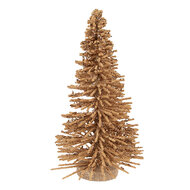 Clayre &amp; Eef   | Decoratie Kerstboom Beige Goudkleurig &oslash; 14x25 cm | 66318BE