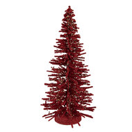 Clayre &amp; Eef   | Decoratie Kerstboom Rood Goudkleurig &oslash; 14x25 cm | 66318R
