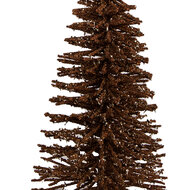 Clayre &amp; Eef   | Decoratie Kerstboom Bruin Goudkleurig &oslash; 17x30 cm | 66319BR