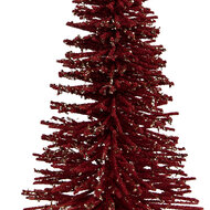 Clayre &amp; Eef   | Decoratie Kerstboom Rood Goudkleurig &oslash; 17x30 cm | 66319R
