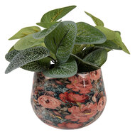 Clayre & Eef | Decoratie Bloempot Roze Groen ø 13x10 cm | 66394