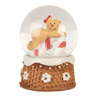 Clayre &amp; Eef   | Sneeuwbol met Peperkoekpop Bruin Beige &oslash; 5x7 cm | 66404