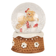 Clayre &amp; Eef   | Sneeuwbol met Peperkoekpop Bruin Beige &oslash; 5x7 cm | 66404