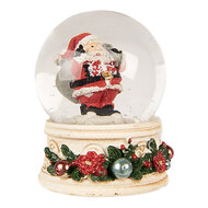 Clayre &amp; Eef   | Sneeuwbol met Kerstman Beige Rood &oslash; 5x6 cm | 66405