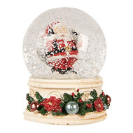 Clayre &amp; Eef   | Sneeuwbol met Kerstman Beige Rood &oslash; 5x6 cm | 66405