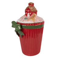 Clayre &amp; Eef   | Voorraadpot met deksel Rood Groen 16x14x27 cm | 6CE2227