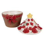 Clayre &amp; Eef   | Voorraadpot met deksel Bruin Rood 18x16x20 cm | 6CE2230