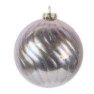 Clayre &amp; Eef   | Kerstbal Roze Zilverkleurig &oslash; 10x10 cm | 6GL5144