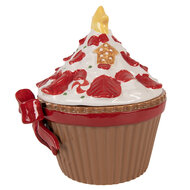 Clayre &amp; Eef   | Voorraadpot met deksel Bruin Rood 18x16x20 cm | 6CE2230