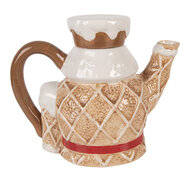 Clayre &amp; Eef   | Theepot Bruin Wit 22x12x18 cm / 900 ml | 6CETE0185