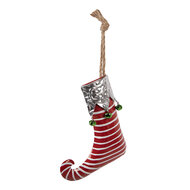 Clayre &amp; Eef   | Decoratie Kerstsok Rood Wit 21x4x26 cm | 6Y5927