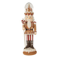 Clayre &amp; Eef   | Kerstdecoratie Notenkraker met LED Bruin Rood 14x13x48 cm / 3xAA | 6PR5876