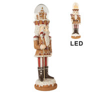 Clayre &amp; Eef   | Kerstdecoratie Notenkraker met LED Bruin Rood 14x13x48 cm / 3xAA | 6PR5876